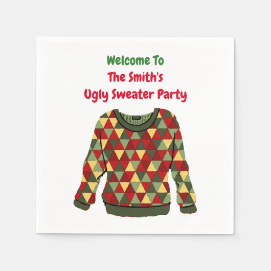 Lelijke kersttrui thema vakantiefeest servet (Voorkant)