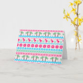 Lelijke Kersttrui Tropische Flamingo Kaart (Gele Bloem)