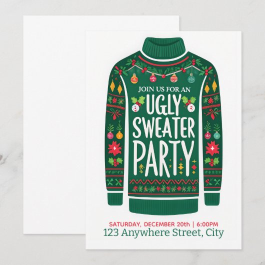 Lelijke Kersttrui Uitnodiging (Voorkant / Achterkant)
