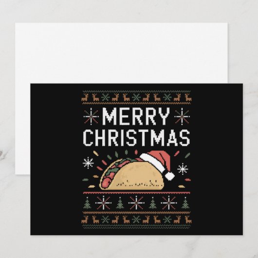 Lelijke kersttrui verlicht kerstman taco kerst feestdagenkaart (Voorkant / Achterkant)