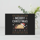 Lelijke kersttrui verlicht kerstman taco kerst feestdagenkaart (Staand voorkant)