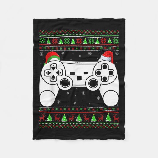 Lelijke Kersttrui Videogame Controller Xmas Fleece Deken (Voorkant)