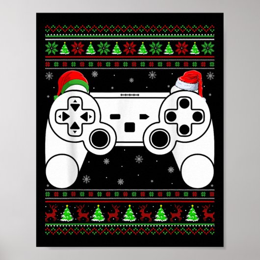 Lelijke Kersttrui Videospel Controller Kerstmis Poster (Voorkant)