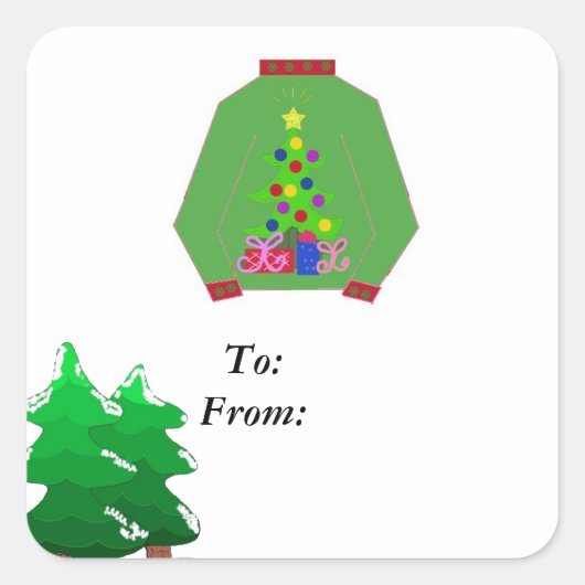 Lelijke Kersttrui Vierkante Sticker (Voorkant)