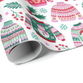 Lelijke kersttruien met kerstman en rendier cadeaupapier (Rol Hoek)