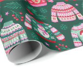 Lelijke kersttruien met kerstman en rendier cadeaupapier (Rol Hoek)