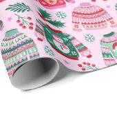 Lelijke kersttruien met kerstman en rendier cadeaupapier (Rol Hoek)