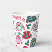 Lelijke kersttruien met kerstman en rendier papieren bekers (Links)