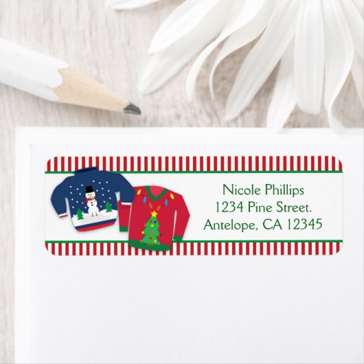 Lelijke kersttruien Vakantie Adresetiketten Etiket (Insitu)