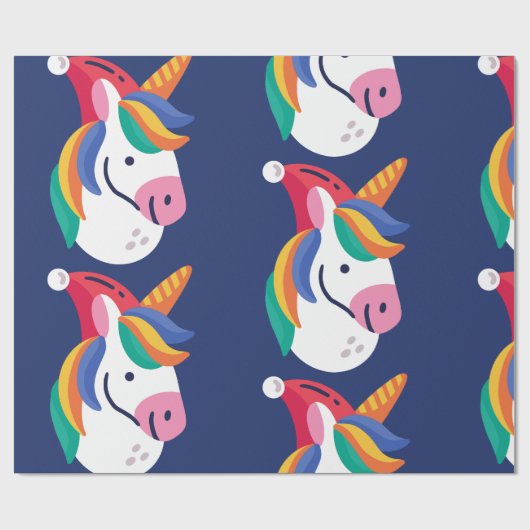 lelijke kerstunicorn kerstman cadeaupapier (Vlak)