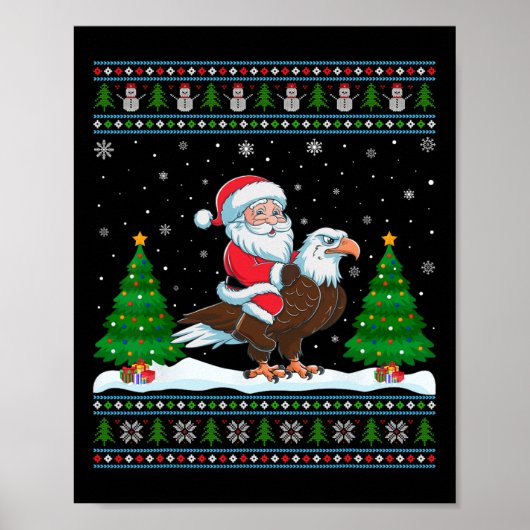Lelijke kerstverlichting boom Santa Riding Eagle K Poster (Voorkant)
