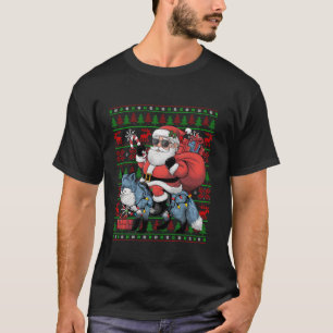 Lelijke kerstverlichting Grappig Santa Riding Fox  T-shirt