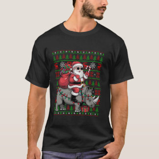 Lelijke kerstverlichting Grappig Santa Riding Rhin T-shirt