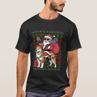 Lelijke kerstverlichting Grappige kerstman rijden  T-shirt