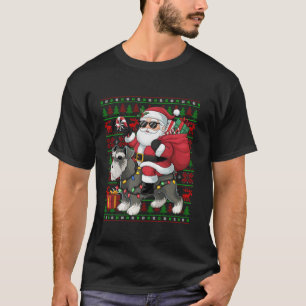 Lelijke kerstverlichting Grappige Santa Riding Sch T-shirt