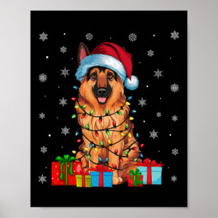 Lelijke kerstverlichting Kerstmuts Duitse herdersh Poster
