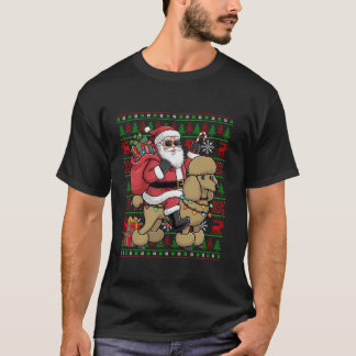 Lelijke kerstverlichting Santa Riding Standard Poe T-shirt