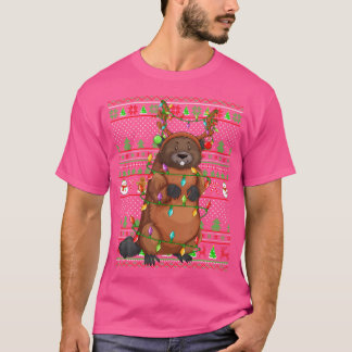 Lelijke kerstverlichting Wombat Kerstmis T-shirt