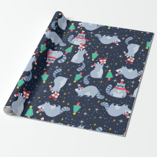 Lelijke kerstwasbeer Kerstman Kerstboom Cadeaupapier