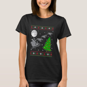 Lelijke Kreeft Xmas Verlichting Tree Santa Riding T-shirt