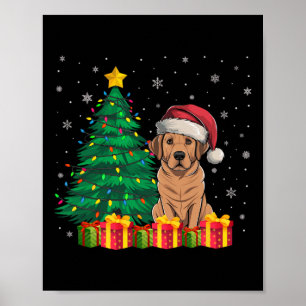 Lelijke Labrador Santa Hat Christmas Lights Honden Poster