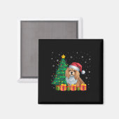 Lelijke Lhasa Apso Kerstmuts Kerstverlichting Hond Magneet (Voorkant / Achterkant)