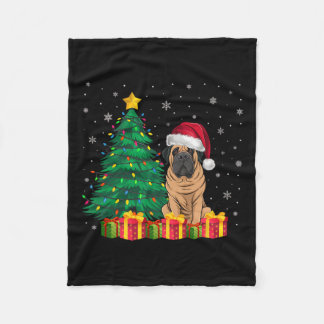 Lelijke Mastiff Santa Hat Christmas Lights Hondenl Fleece Deken