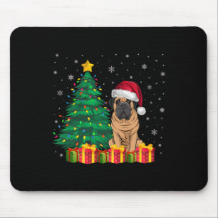 Lelijke Mastiff Santa Hat Christmas Lights Hondenl Muismat