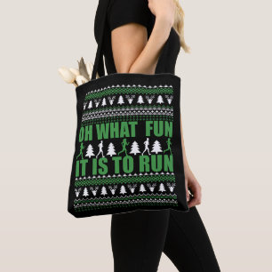 Lelijke Merry Christmas trui loopt Tote Bag