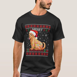Lelijke Merry Dogmas Golden Retriever Dog Santa Ha T-shirt