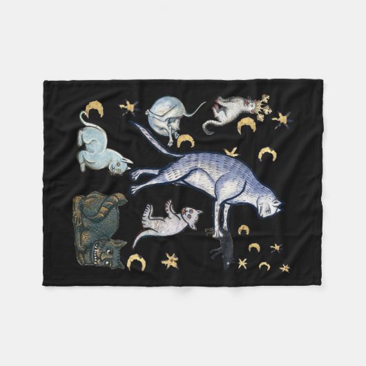 Lelijke middeleeuwse katten fleece deken (Voorkant (Horizontaal))