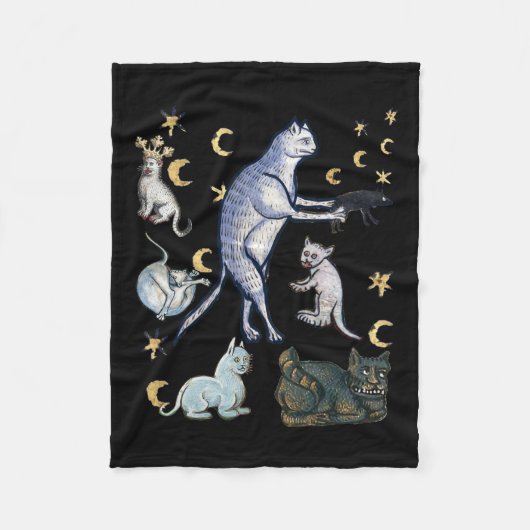 Lelijke middeleeuwse katten fleece deken (Voorkant)