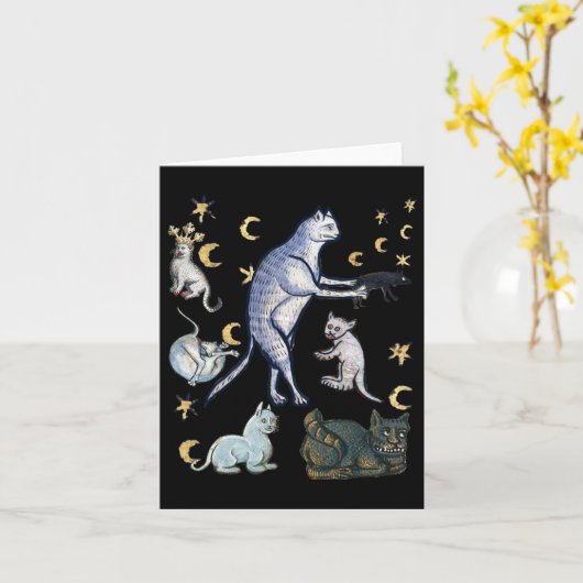 Lelijke middeleeuwse katten kaart (Gele Bloem)