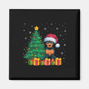 Lelijke Miniatuur Pinscher Santa Hat Kerstverlicht Magneet