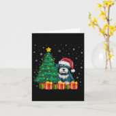 Lelijke Miniatuur Schnauzer Santa Hat Kerstlicht Kaart (Gele Bloem)