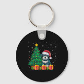 Lelijke Miniatuur Schnauzer Santa Hat Kerstlicht Sleutelhanger