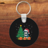Lelijke Miniatuur Schnauzer Santa Hat Kerstlicht Sleutelhanger (Voorkant)