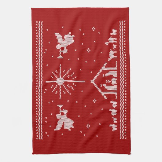 Lelijke prettige kerstzweten Nativiteit Religie Theedoek (Verticaal)