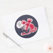 Lelijke rat cartoon met aanpasbare spraakballon ronde sticker (Envelop)