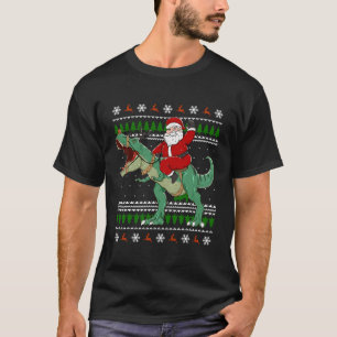 Lelijke Santa Riding Dinosaur rendieren T-shirt