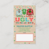 Lelijke Sweater Kerstmis Baby shower Diaper Raffle Informatiekaartje (Voorkant)