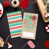 Lelijke Sweater Kerstmis Baby shower Diaper Raffle Informatiekaartje