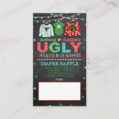 Lelijke Sweater Kerstmis Baby shower Diaper Raffle Informatiekaartje (Voorkant)