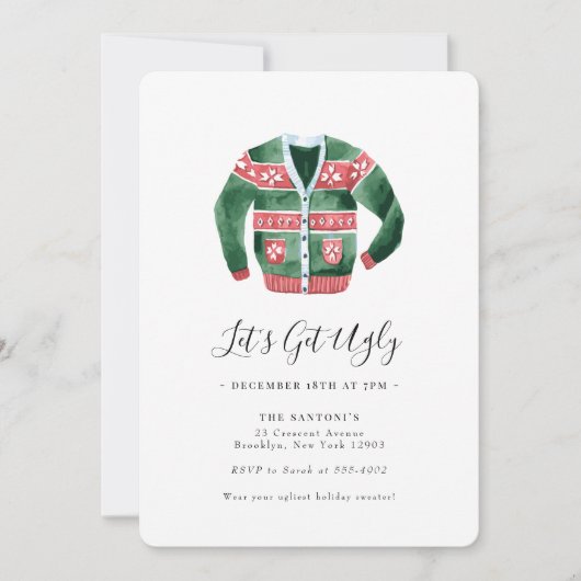 Lelijke Sweater Kerstparty Laten we lelijk naar me Kaart (Voorkant)