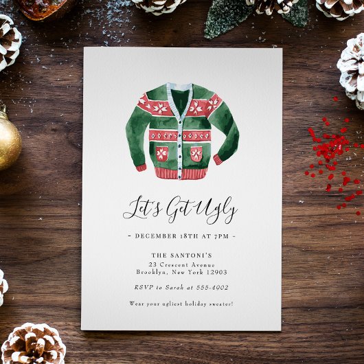 Lelijke Sweater Kerstparty Laten we lelijk naar me Kaart