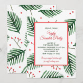 Lelijke sweater party uitnodigen Elegant Evergreen Kaart (Voorkant / Achterkant)