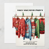 Lelijke sweater party uitnodiging, eenvoudig, fees kaart (Voorkant / Achterkant)