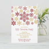 Lelijke sweater party uitnodiging Elegante sneeuwv (Staand voorkant)