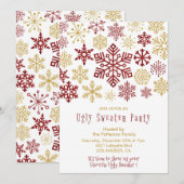 Lelijke sweater party uitnodiging Elegante sneeuwv (Voorkant / Achterkant)