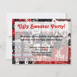 Lelijke sweater party uitnodigingen, retro rood &  kaart
